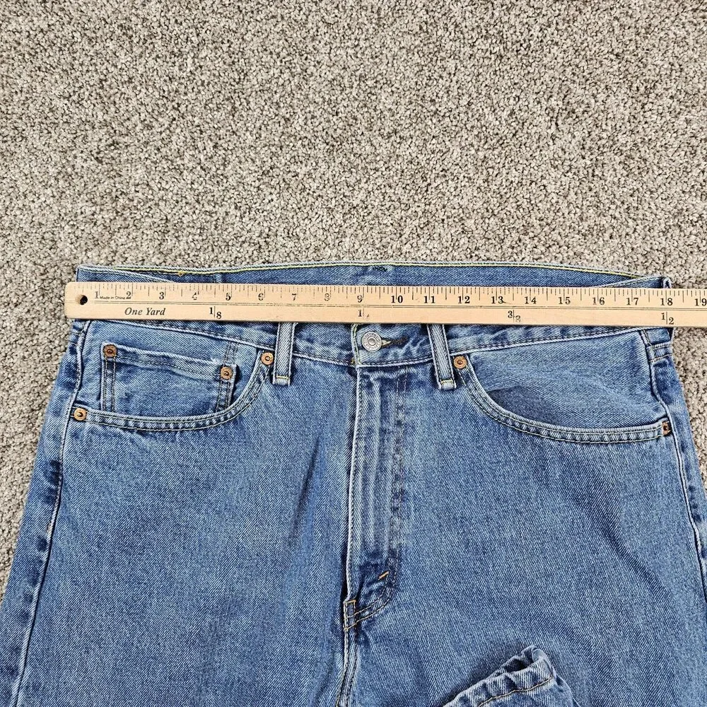 Levis 505 Jeans Mens 36x29 Blue Denim Regular Straight Grunge Distressed Skate